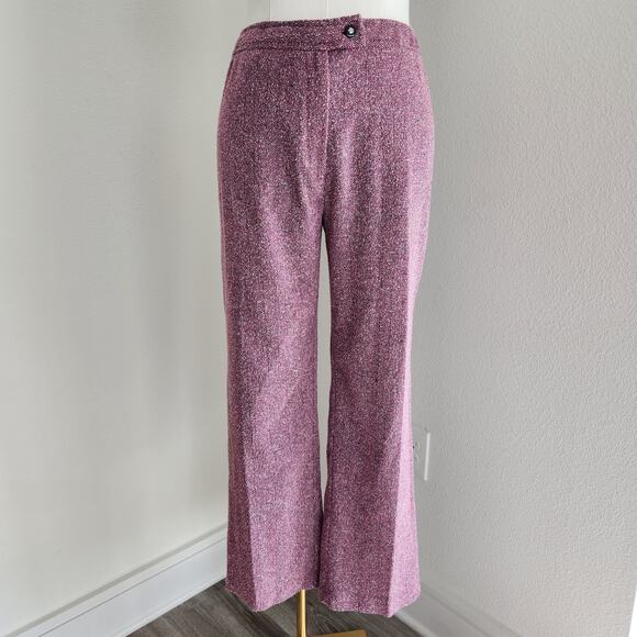 Vintage 90s Sag Harbor Pink Tweed High Rise Straight Leg Pants L - Picture 1 of 12